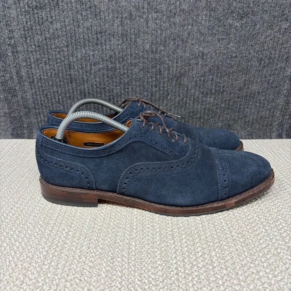 Allen Edmonds Strand Cap Toe Oxfords Navy Blue Suede Dress Shoes Men’s 10 D